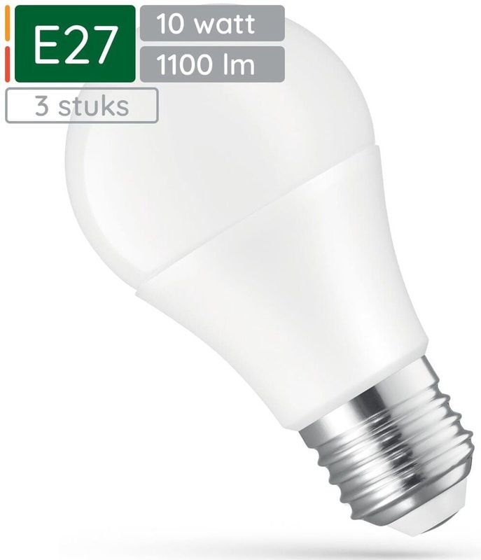 Spectrum LED Lamp E27 10W - 24V - 1100 Lumen - 6000K Koud wit - Helder daglicht - Energiezuinig - 3 stuks