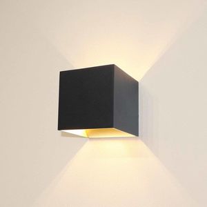 Gymm Wandlamp kubus zwart/goud 10x10x10 cm - Modern - Artdelight