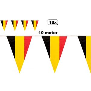 18x Vlaggenlijn Belgie 10 meter - Belgium vlaglijn thema feest festival WK voetbal EK sport national landen