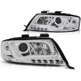 Koplampen met parkeerlicht AUDI A6 06 01-05 04 LED TUBE LIGHTS CHROOM