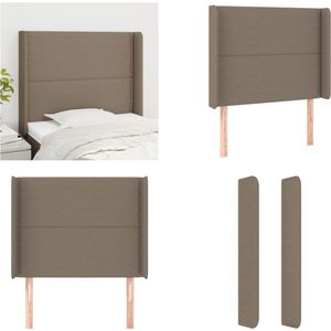 vidaXL Hoofdbord met randen 103x16x118/128 cm stof taupe - Hoofdbord - Hoofdborden - Hoofdeinde - Houten Hoofdbord