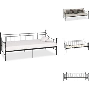 vidaXL Slaapbank - Metalen frame - Multifunctioneel - 208 x 95 x 83 cm - Zwart - Bed
