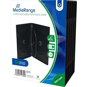 MediaRange | DVD Videobox | 14mm | 4 Disc | Zwart | 5 Stuks