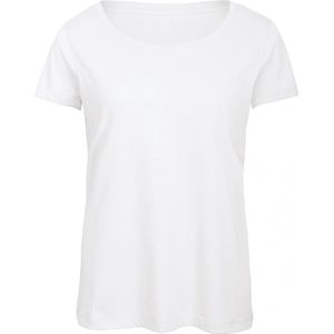 T-shirt Dames S B&C Ronde hals Korte mouw White 50% Polyester, 25% Katoen, 25% Viscose