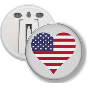 Button Met Clip - Hart Vlag Amerika
