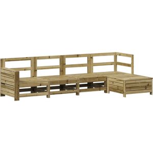 vidaXL Loungeset - 5-delig - Grenenhout - Inclusief Tafel Loungeset - Tuinmeubels - Buitenmeubelen - Grenenhouten Meubel - Lounge Set - Teak Tafel - Balkon Set