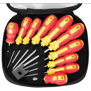 11-delige schroevendraaierset met magnetische punt, 5 maten chroom-vanadiumstaal schroevendraaier-schroevendraaierset, antislip inclusief 5x gleuf- & 5x PH-schroevendraaiers met gereedschapstas