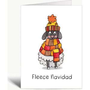 Fleece Navidad - Grappige kerstkaart met envelop - Christmas - Woordgrapje - Woordspeling - Kerst - Engels - schaap - humor