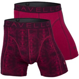 Cavello 2Pack herenboxers katoen rood-zwart maat S