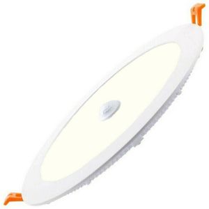 LED Downlight Slim - Oficto Dury - PIR Bewegingssensor 360° + Dag en Nacht Sensor - 22W - Natuurlijk Wit 4000K - Inbouw - Rond - Mat Wit - OSRAM LEDs