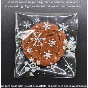 50x Transparante Uitdeelzakjes Sneeuw Design 10 x 10 cm met plakstrip - Cellofaan Plastic Traktatie Kado Zakjes - Snoepzakjes - Koekzakjes - Koekje - Cookie Bags - Sneeuw - Kerst - Christmas - Snowflake - Sneeuwvlok