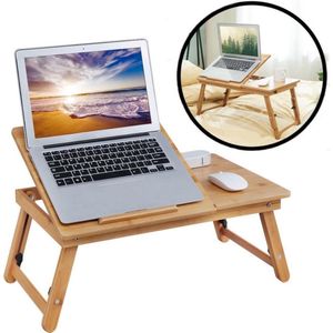 Decopatent® Laptoptafel - In hoogte verstelbaar voor bed - Bamboe hout - kantelbaar & Inklapbaar - Bedtafel - Ontbijt op bed tafel
