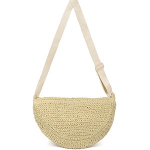Boraboi ® Trendy Handgeweven Halfronde Strandtas voor Zomeravonturen met Verstelbare Schouderriem