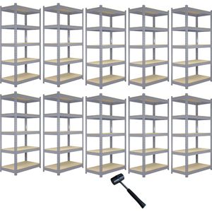 Q-Rax Stellingkast - 120cm x 50cm x 180 cm - 100% boutloos - Draagkracht: 200 kg per plank - opbergrek metaal