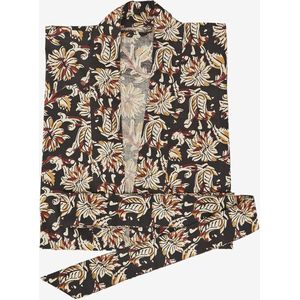 Madam Stoltz Kimono - Katoen - Zwart met print