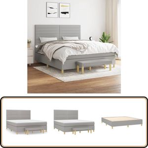 vidaXL Boxspring met matras - Lichtgrijs - 160x200 cm Boxspringbed - Slaapkamer Meubels - Tweepersoonsbed - Grijs Bed - Pocketveer Matras