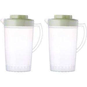2 x 2 liter kan met deksel BPA-vrij warme/koude limonadesap drinkglazen ijstheeketel groen, 2 stuks