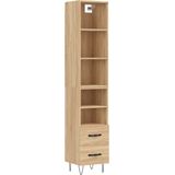 vidaXL - Hoge - kast - 34,5x34x180 - cm - bewerkt - hout - sonoma - eikenkleurig