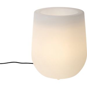 QAZQA flowerpot - Moderne Verlichte bloempot - 1 lichts - H 44 cm - Wit - Buitenverlichting