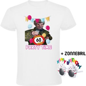 Party time 60 jaar Heren T-shirt + Happy birthday bril - feest - verjaardag - jarig - 60e verjaardag - grappig