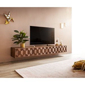Tv-meubel Fevo Acacia Bruin 200 cm 4 deuren zwevend lowboard