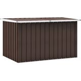 <p>Deze stijlvolle opbergbox is de perfecte oplossing voor het netjes houden van je tuin, patio of terras. Met zijn ruime formaat is deze tuinbox ideaal voor het opbergen van kussens, dekens, speelgoed en andere spullen. Daarnaast kan hij ook dienen als gereedschapskist, dankzij zijn stevige constructie.</p>
<p>De opbergkist is gemaakt van duurzaam gegalvaniseerd staal en is geschikt voor zowel binnen als buiten gebruik. Het tijdloze ontwerp van de tuinbox zorgt ervoor dat hij in elk interieur past. Bovendien is deze opbergbox eenvoudig te monteren.</p>
<ul>
  <li>Kleur: bruin</li>
  <li>Materiaal: gegalvaniseerd staal en kunststof</li>
  <li>Totale afmetingen: 149 x 99 x 93 cm (L x B x H)</li>
  <li>Afmetingen binnenkant box: 139 x 91 x 86 cm (L x B x H)</li>
  <li>Gemakkelijk te openen en te sluiten dankzij scharnierdeksel</li>
  <li>Montage vereist</li>
</ul>