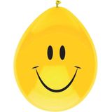 Haza - Ballonnen - Verjaardag Smiley - geel - 6x stuks - 29 cm