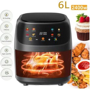 Airfryer XL - Grote Capaciteit Lucht Friteuse - 6 liter heteluchtoven - Met Lcd-Scherm - 2400W