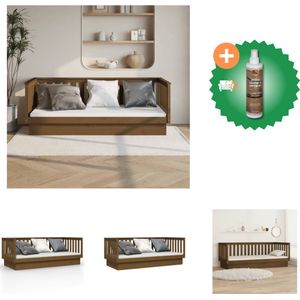 vidaXL Slaapbank 80x200 cm massief grenenhout honingbruin - Bed - Inclusief Houtreiniger en verfrisser