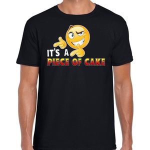 Funny emoticon t-shirt It is a piece of cake zwart voor heren - Fun / cadeau shirt XXL