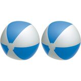 2x Opblaasbare strandballen blauw/wit 28 cm speelgoed - Buitenspeelgoed strandballen - Opblaasballen - Waterspeelgoed