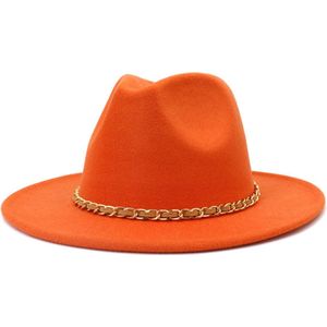 Fedora Hoed - Chain Oranje | Verstelbaar | 56 - 60 cm | Katoen / Polyester | Fashion Favorite