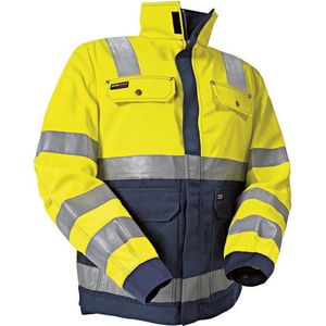 Blåkläder 4026-1804 Dames jas High Vis ongevoerd Geel/Marineblauw maat M