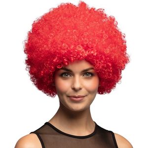 Boland - Pruik Groove rood Rood - Afro - Kort - Unisex - Danser/danseres - 70's, 80's & 90's - Disco