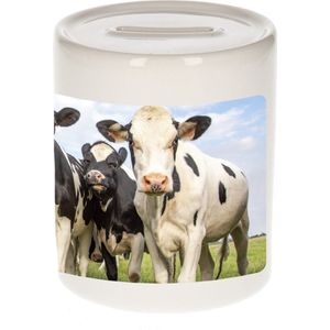 Dieren koe foto spaarpot 9 cm jongens en meisjes - Cadeau spaarpotten Nederlandse koeien liefhebber