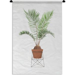 Wandkleed PlantenKerst illustraties - Illustratie van een palm plant op een witte achtergrond Wandkleed katoen 90x135 cm - Wandtapijt met foto