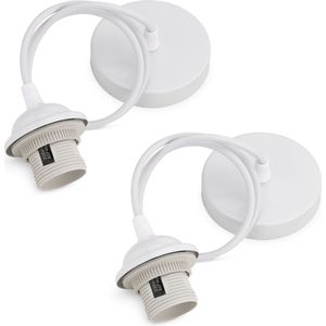 kwmobile E27 pendel met snoer - Set van 2 - Inclusief plafondbevestiging - 90 cm snoer - Hanglamp in wit