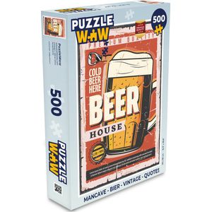Puzzel Mancave - Bier - Vintage - Quotes - Legpuzzel - Puzzel 500 stukjes