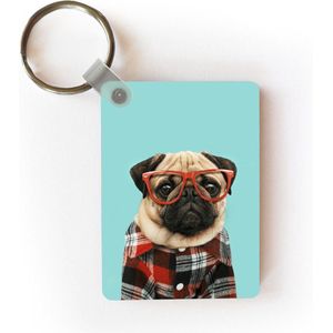 Sleutelhanger - Hond - Hipster - Bril - Blouse - Uitdeelcadeautjes - Plastic