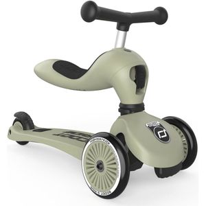 2-in-1 Kickboard Scooter met Verstelbare Zitting en Stuur - Olijf