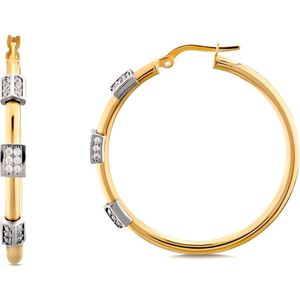 Juwelier Zwartevalk - 14 karaat gouden bicolor oorbellen met zirkonia 12.340/37mm--