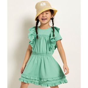 terStal Europe Kids - Meisjes / Kinderen Jurk - 134/140 - Uni Groen