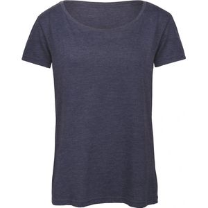 T-shirt Dames S B&C Ronde hals Korte mouw Heather Navy 50% Polyester, 25% Katoen, 25% Viscose