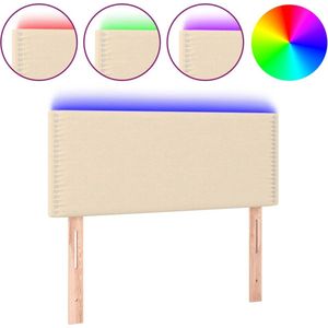 vidaXL - Hoofdbord - LED - 100x5x78/88 - cm - stof - crèmekleurig