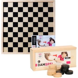 Longfield Games Damspel - dambord met 40 damstenen - hout - voor jong en oud - Dammen