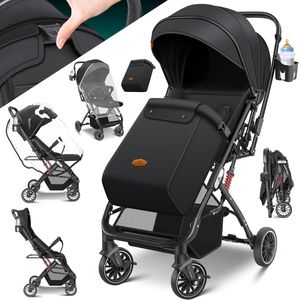 Opvouwbare Kinderwagen met 360° Draaibare Wielen en Voetenzak