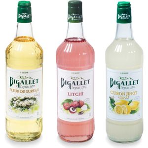 Bigallet sodamaker siroop voordeelpakket Vlierbloesem, Lychee & Citron Jinot - 3 x 100 cl