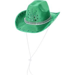Smiffys - Rhinestone Cowboy Hat Kostuum Hoed - Groen
