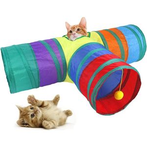 Opvouwbare Kattentunnel - Interactieve Speelbuis voor Katten - Geschikt voor Katten, Kittens en Konijnen - Stimuleer Speelsheid en Beweging - Makkelijk Opvouwbaar en Draagbaar voor Indoor en Outdoor Gebruik
