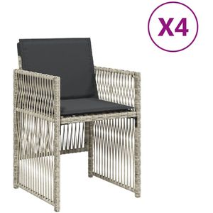 vidaXL Tuinstoelen - Lichtgrijs - Set van 4 - Inclusief Kussens Tuinstoelen - Lounge Stoelen - Buitentijnen - Tuinset - Outdoor Furniture